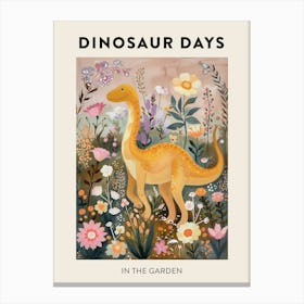 Dinosaur In The Garden Poster 2 Canvas Print