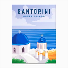 Greece, Santorini — Retro travel minimalist poster 5 Canvas Print