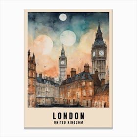 London Travel Poster Vintage United Kingdom Painting (7) Canvas Print
