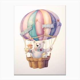 Baby Polar Bear 6 In A Hot Air Balloon Canvas Print
