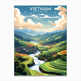 Mu Cang Chai Vietnam Retro Travel Canvas Print