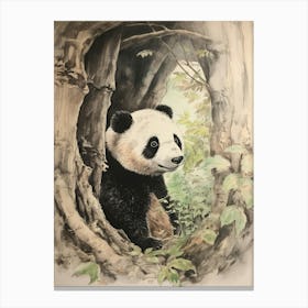 Storybook Animal Watercolour Giant Panda 3 Canvas Print