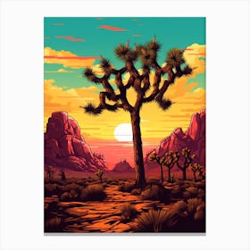 Joshua Tree At Sunset In South Western Style (4) Canvas Print