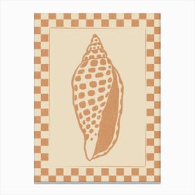 Seashell 10 with Checkered Border Canvas Print