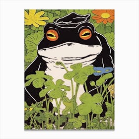 Frog In The Garden,  Matsumoto Hoji Inspired Japanese 14 Canvas Print