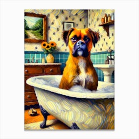 dog in a bathtub Canvas Print