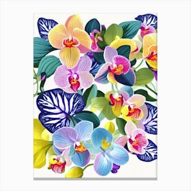 Orchids 2 Modern Colourful Flower Canvas Print