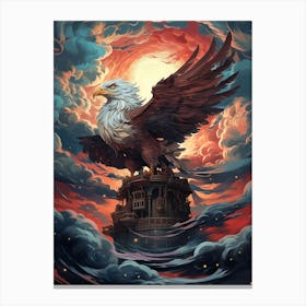 Eagle On A Ship Canvas Print