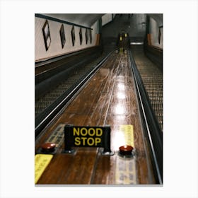 Noodstop / Escalator In A Metro Station // Antwerp, Belgium Travel Photography Canvas Print