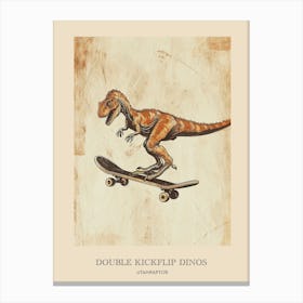 Utahraptor Vintage Dinosaur Poster 1 Canvas Print