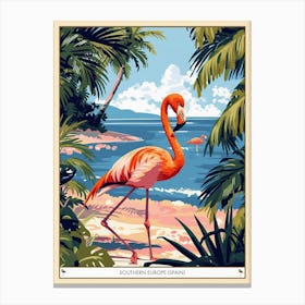 Greater Flamingo Southern Europe Spain Tropical Illustration 5 Poster Canvas Print
