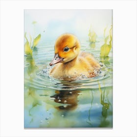 Duckling Splashing Around 6 Canvas Print