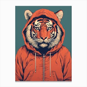 Tiger Illustrations Wearing A Hoodie 3 Canvas Print