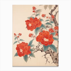 Tsubaki Camellia 2 Vintage Japanese Botanical Canvas Print