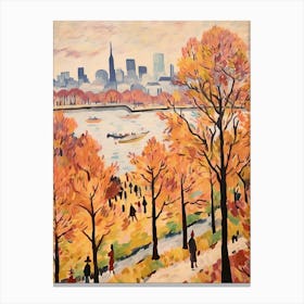 Autumn City Park Painting Odaiba Seaside Park Tokyo 2 Canvas Print