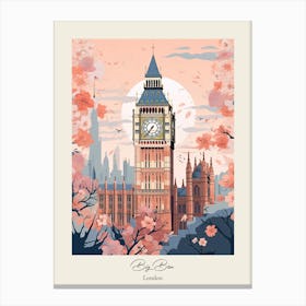 Big Ben, London   Cute Botanical Illustration Travel 4 Poster Canvas Print