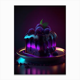 Blackberry Cake Dessert Neon Lights Flower Canvas Print