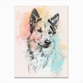 Collie Dog Pastel Line Illustration  2 Canvas Print
