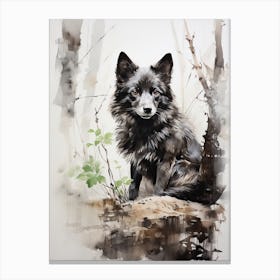 Dog, Japanese Brush Painting, Ukiyo E, Minimal 1 Canvas Print