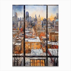 Winter Cityscape New York City Usa 5 Canvas Print