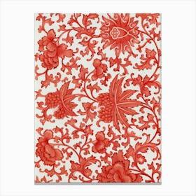 Chinese Red Floral Design Canvas Print