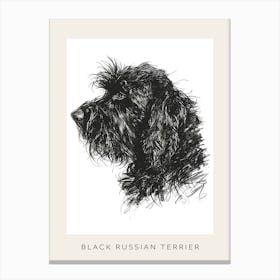 Black Russian Terrier Dog Line Sketch 2 Poster Canvas Print