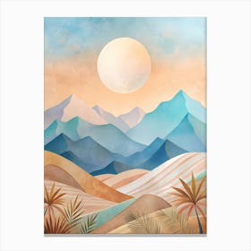 Desert Landscape Watercolor Painting Canvas Print