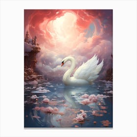 Swan In The Water Canvas Print