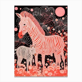 Mother Zebra & Calf Pattern Canvas Print