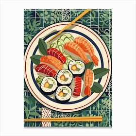 Sushi Platter On A Tiled Background 3 Canvas Print