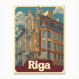 Aihrgdesign A Vintage Travel Poster Of Riga 1 Canvas Print