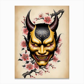 Floral Irezumi The Traditional Japanese Tattoo Hannya Mask (56) Canvas Print