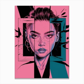 Woman Pink Blue Canvas Print