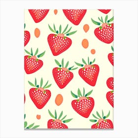 Strawberry Repeat Pattern, Fruit, Neutral Abstract 3 Canvas Print