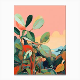 Boho Plant Painting Rubber Plant Ficus 2 Canvas Print