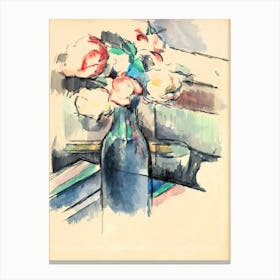 Paul Cezanne Roses In A Bottle Canvas Print