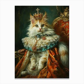 Cat With A Crown Royal Rococo Painting Inspired 2 Canvas Print