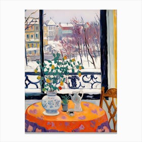The Windowsill Of Moscow   Russia Snow Inspired By Matisse 1 Canvas Print