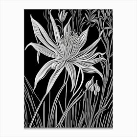 Spider Lily Wildflower Linocut 2 Canvas Print