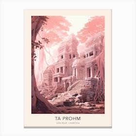 The Ta Prohm Siem Reap Cambodia Travel Poster Canvas Print