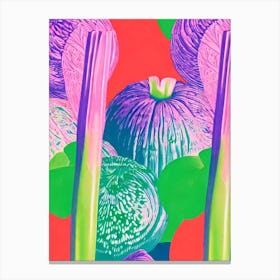 Celery Root Risograph Retro Poster vegetable Canvas Print