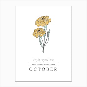 October Marigold Birth Flower 2 Canvas Print