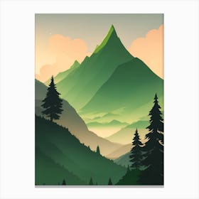 Misty Mountains Vertical Composition In Green Tone 168 Canvas Print