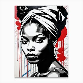 Vintage Graffiti Mural Of Beautiful Black Woman 15 Canvas Print