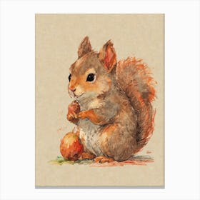 Squirrel With Apple Canvas Print