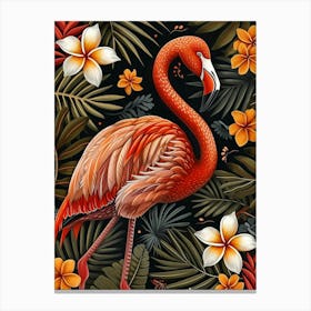 Greater Flamingo And Frangipani Boho Print 2 Canvas Print