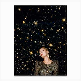 A Cosmic Scene Capturing The Night Sky Aglow With Glittering Stars And A Dusting Of Sparkling Galaxi Canvas Print