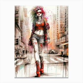 Urban Punk Girl Canvas Print