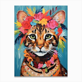 Ocicat Cat With A Flower Crown Painting Matisse Style 2 Canvas Print