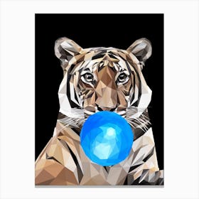 Tiger With Blue Ball Canvas Print